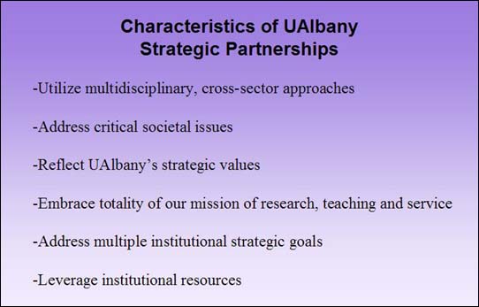 Characteristics of UAlbany Stategic Partnerships