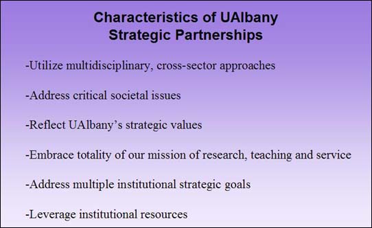 Characteristics of UAlbany Strategic Partnerships