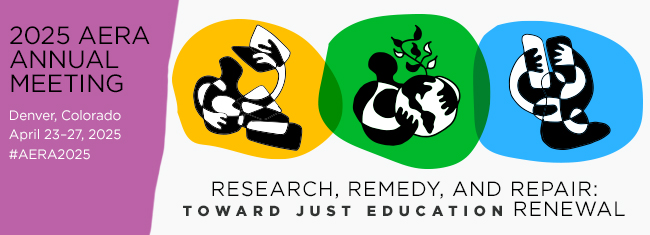 2025 AERA annual meeting logo Research, Remedy, and Repair: Toward Just Education Renewal