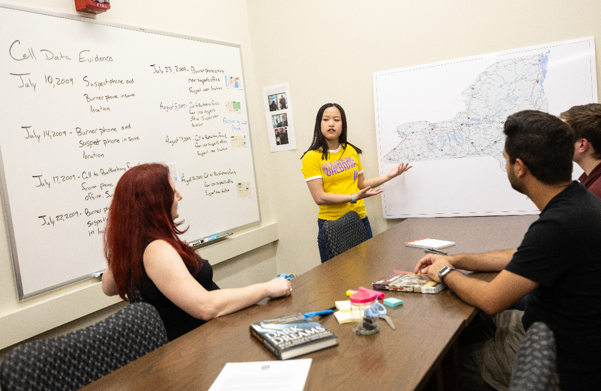 Jaelyn Staiano at the Cold Case Analysis Center at UAlbany.