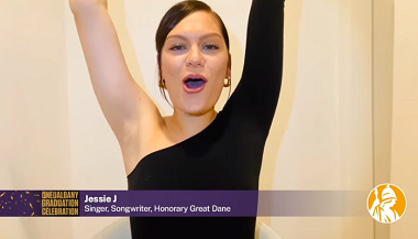 Jessie J virtually celebrates new Great Dane graduates. 