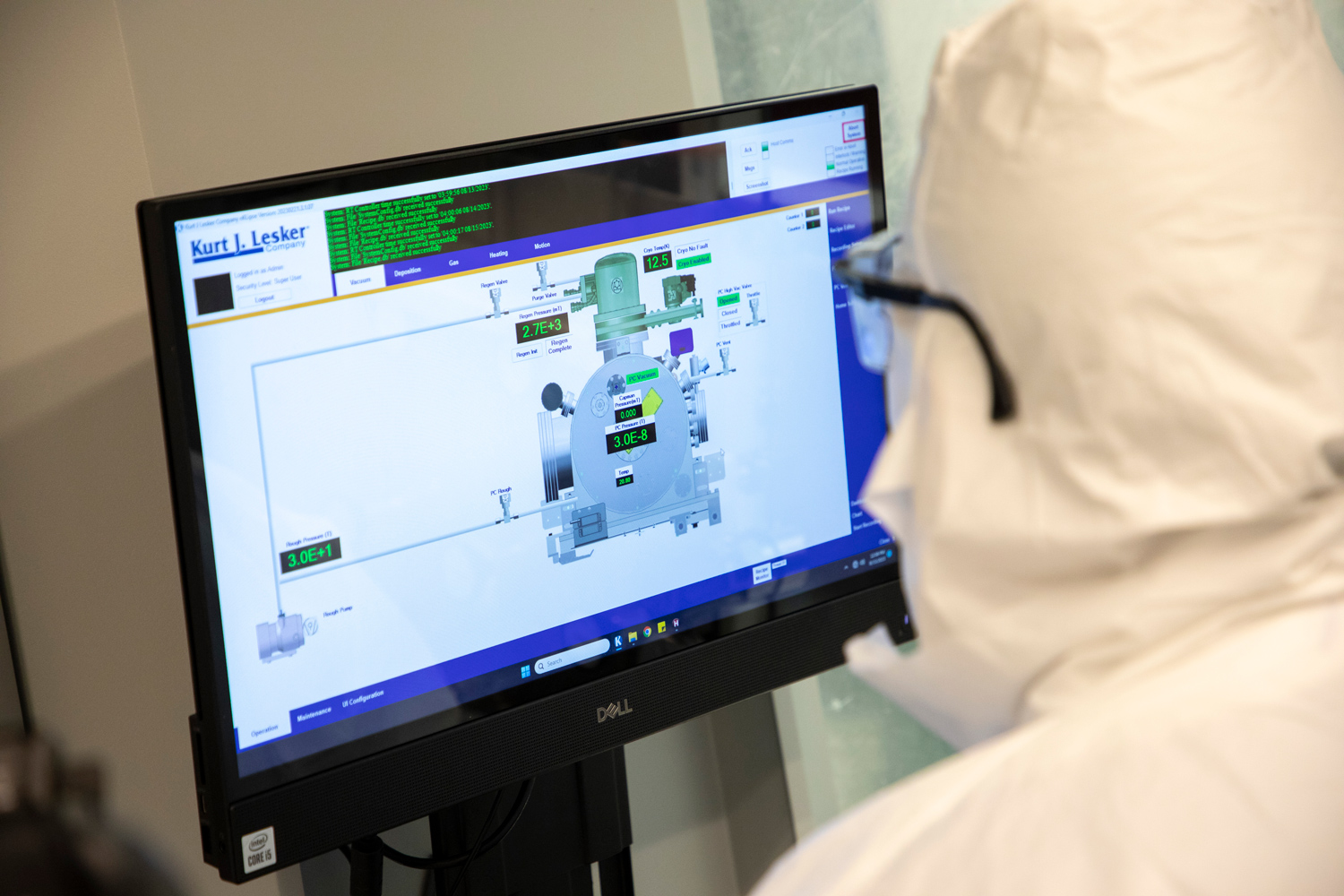 A student conducting research in a UAlbany nanotechnology lab.