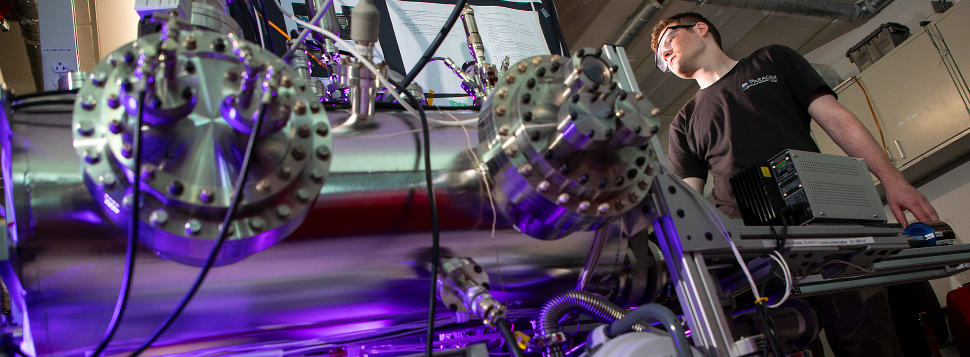 A student conducting research in a lab at UAlbany's College of Nanotechnology, Science, and Engineering.