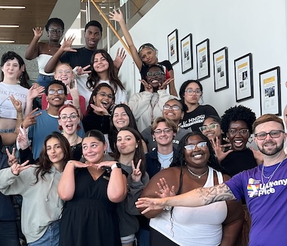 Peer Educators posing in a large group