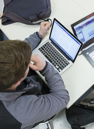 Student working on a laptop