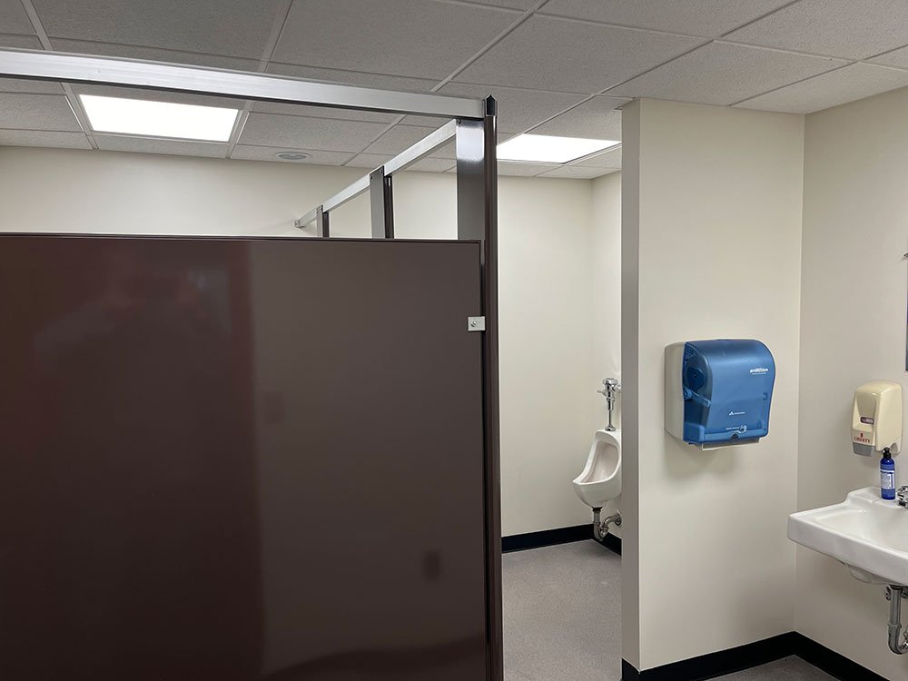 Remodeled bathroom in alumni house.