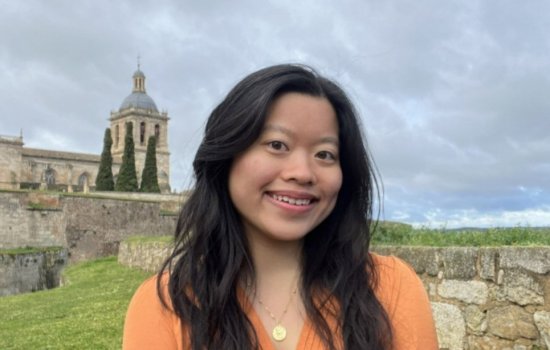 Michelle Dong Sociology Major in front of a castle in Europe.