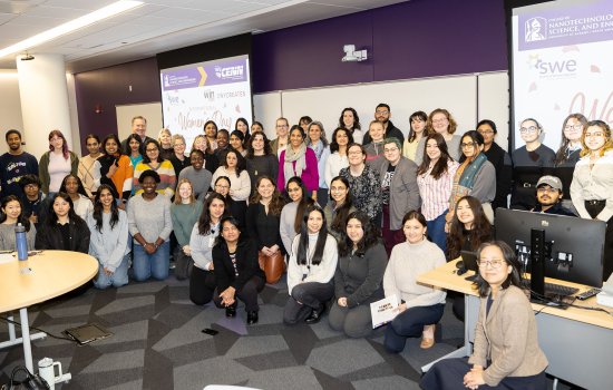 Students, faculty and staff at CNSE gather to celebrate International Women's Day on Friday, March 7 at ETEC. (Photo by Patrick Dodson)