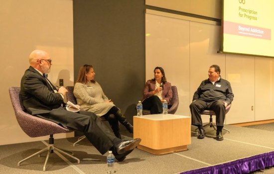Lucila Zamboni, second from right, speaks on a Prescription for Progress panel.