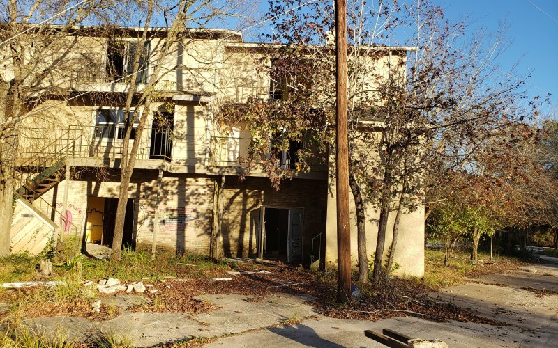 Photo of one of the many complexes bought out in Harris County, Texas, following Hurricane Harvey.