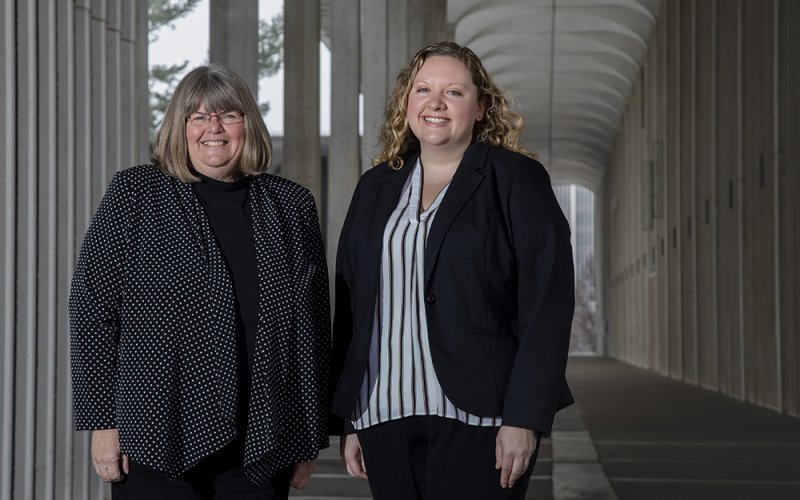 Dean of Education Virginia Goatley and PhD student Erin Faeth