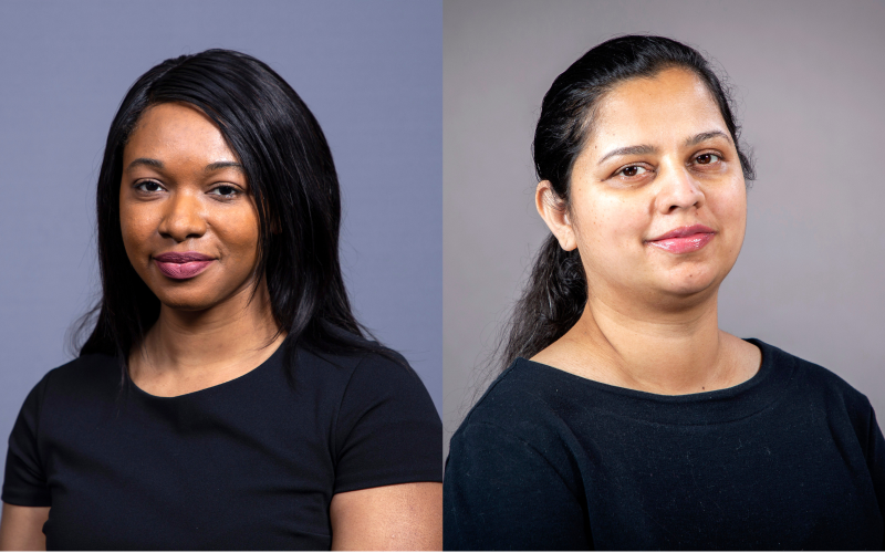 Portraits of Temilayo Adeyeye and Tabassum Insaf.