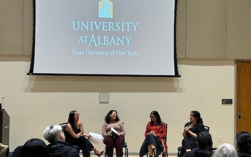 Image of discussion at Hispanic Heritage Month author talk