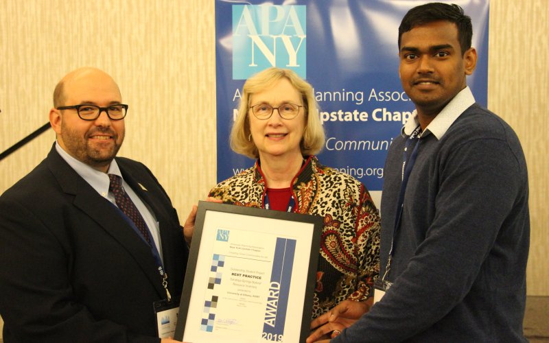 Left to right: Mark Castiglione, MRP Alumni, Marcia Kees, instructor, Karthik Soundara Rajan, MRP student