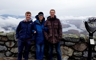 DAES graduate student Christopher Lawrence, ASRC Research Associate Sara Lance and postdoctoral researcher Joseph Niehaus at Whiteface Mountain.