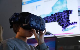 researcher with vr goggles