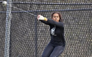 Graduate student Ludith Campos became the record holder for the Dominican Republic in women's hammer throw at the NCAA East Preliminary Championships. (Photo by UAlbany Athletics)