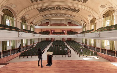 Rendering of what the renovations of the old building will look like when they're complete. 