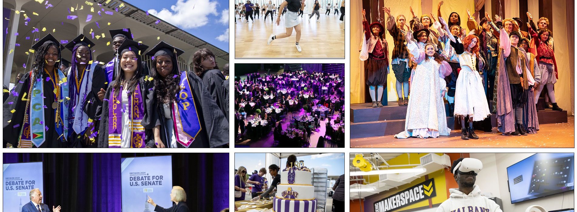 A collage of different events happening around UAlbany campus.