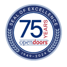 Institute of International Education's (IIE) #OpenDoors75 Seal of Excellence logo.